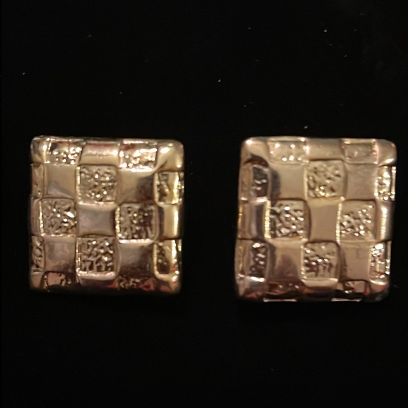 Gold Colored Square Earrings - Picture 8 of 17